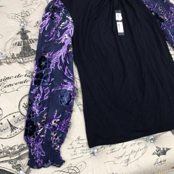 Elie Tahari Carrie Mock-Neck Sheer Blouse - Picture 3 of 10